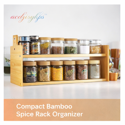 acdjsiyhfs™ Compact Bamboo Spice Rack Organizer – Expandable Storage