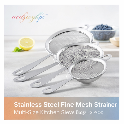 acdjsiyhfs™ Stainless Steel Fine Mesh Strainer Set – 3 Sizes