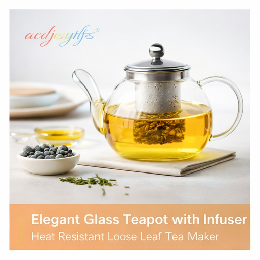 acdjsiyhfs™ Elegant Glass Teapot with Infuser – Heat Resistant